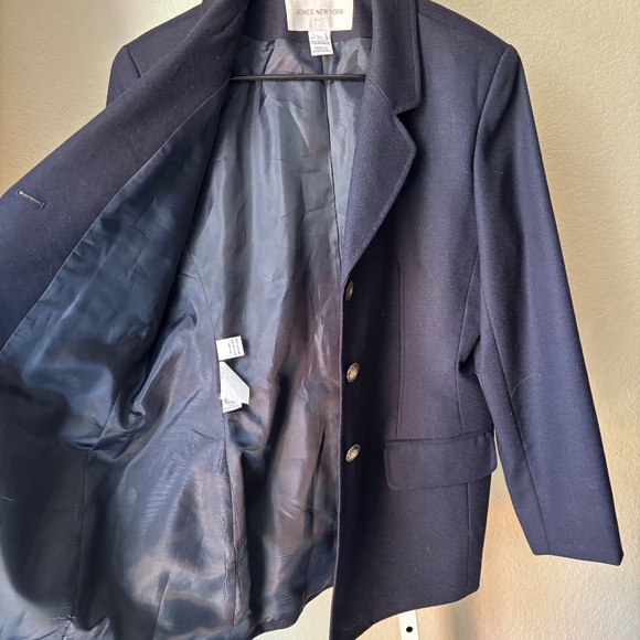 Vintage Jones New York Suit Blazer Wool Jacket Women's Navy Blue - Picture 4 of 5